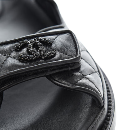 Chanel Lambskin Velcro Dad Sandals 37.5 Black 11 of 12