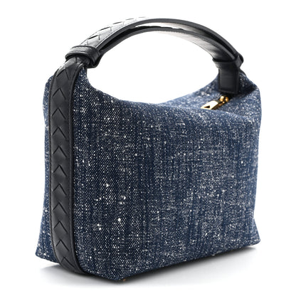 Bottega Veneta Denim Boucle Wallace Shoulder Bag Navy White Space 3 of 10