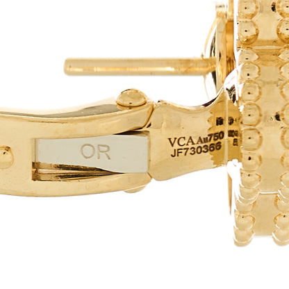 Van Cleef & Arpels 18K Yellow Gold Mother of Pearl Vintage Alhambra Earrings 4 of 5