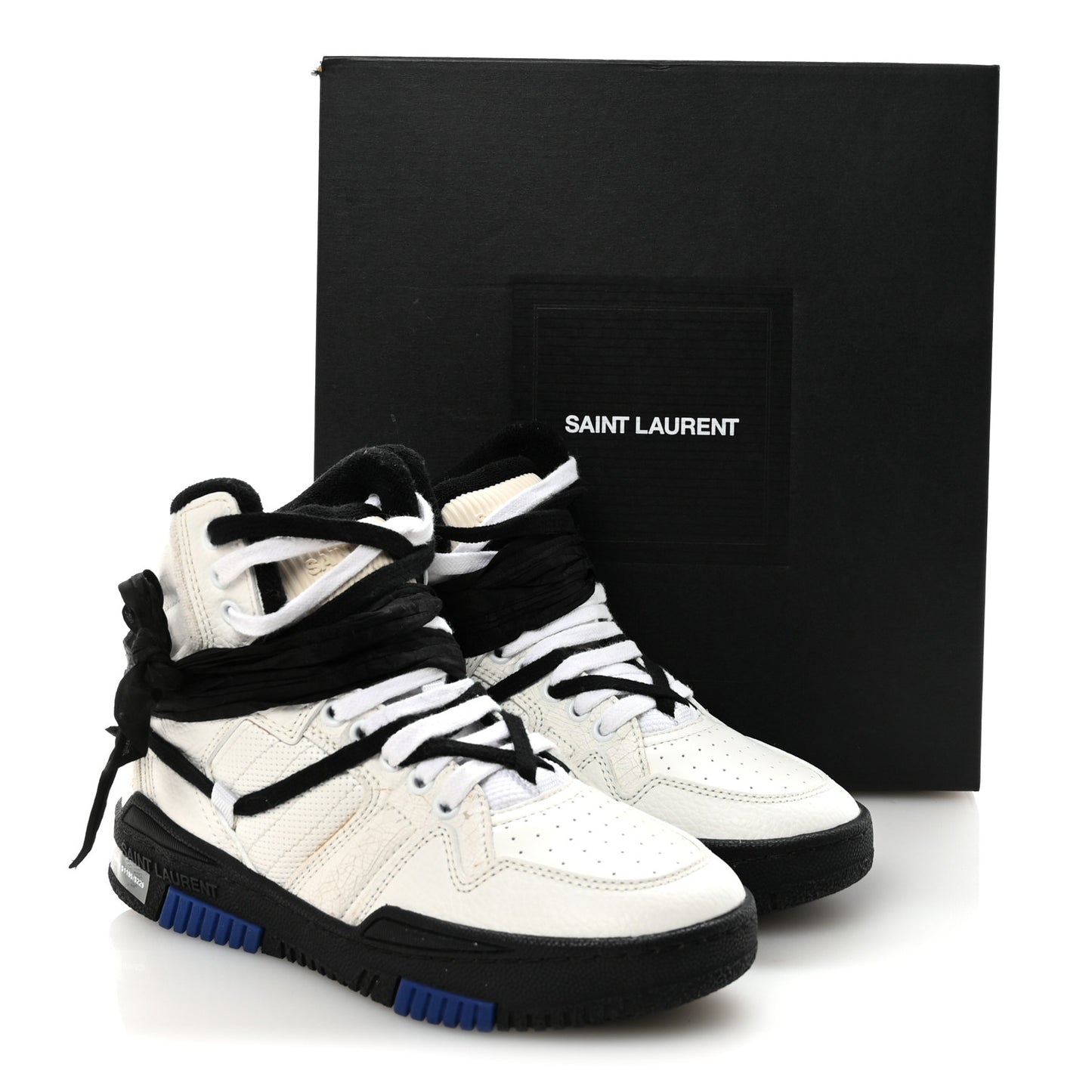 Calfskin Smith High Top Sneakers 36 White Black