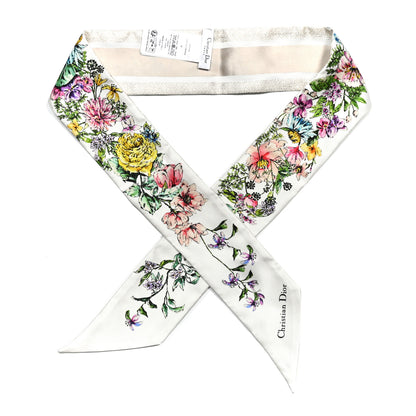 Christian Dior Silk Twill D-Floral Mitzah Scarf White Multicolor 1 of 3