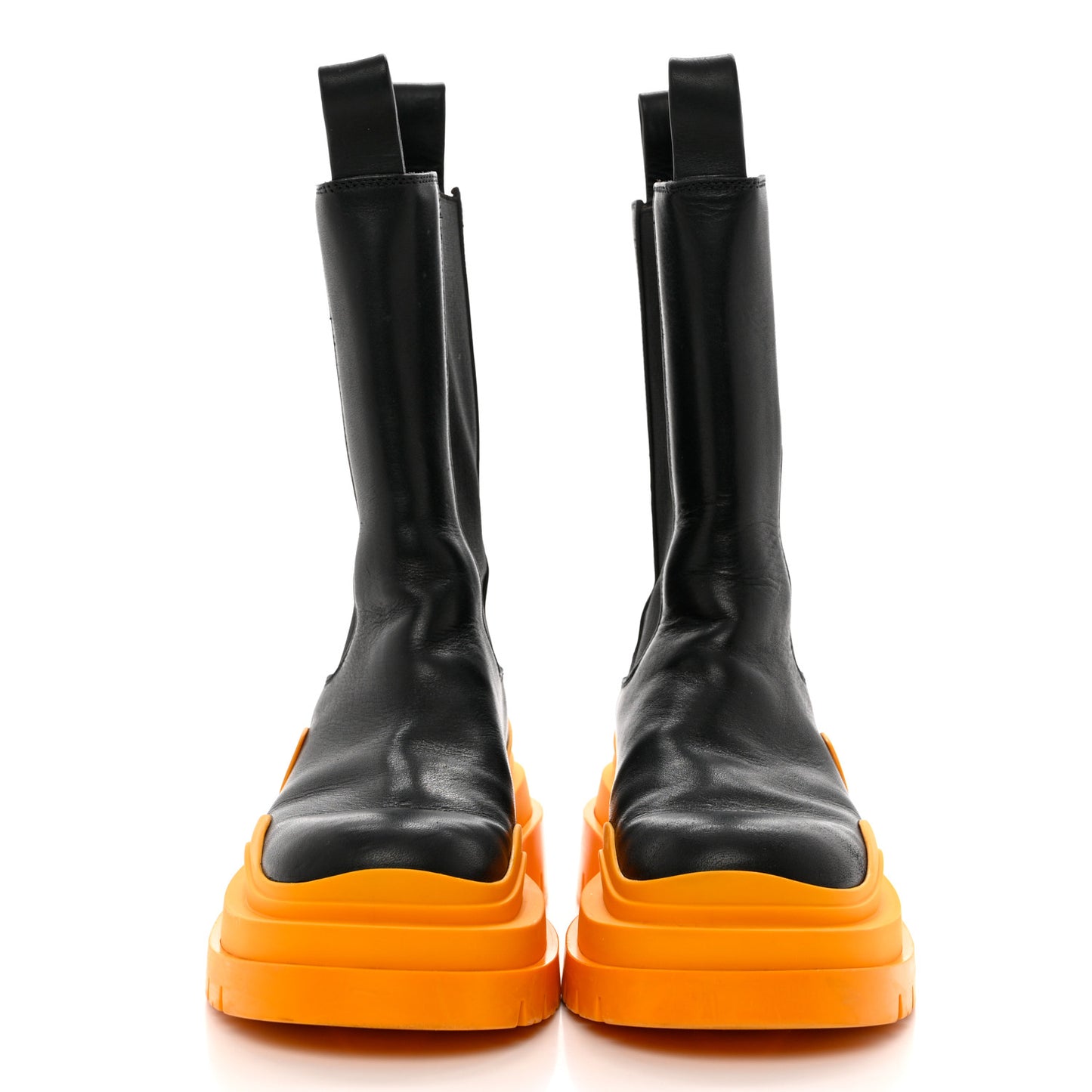 Calfskin The Tire Chelsea Boots 35.5 Black Tangerine