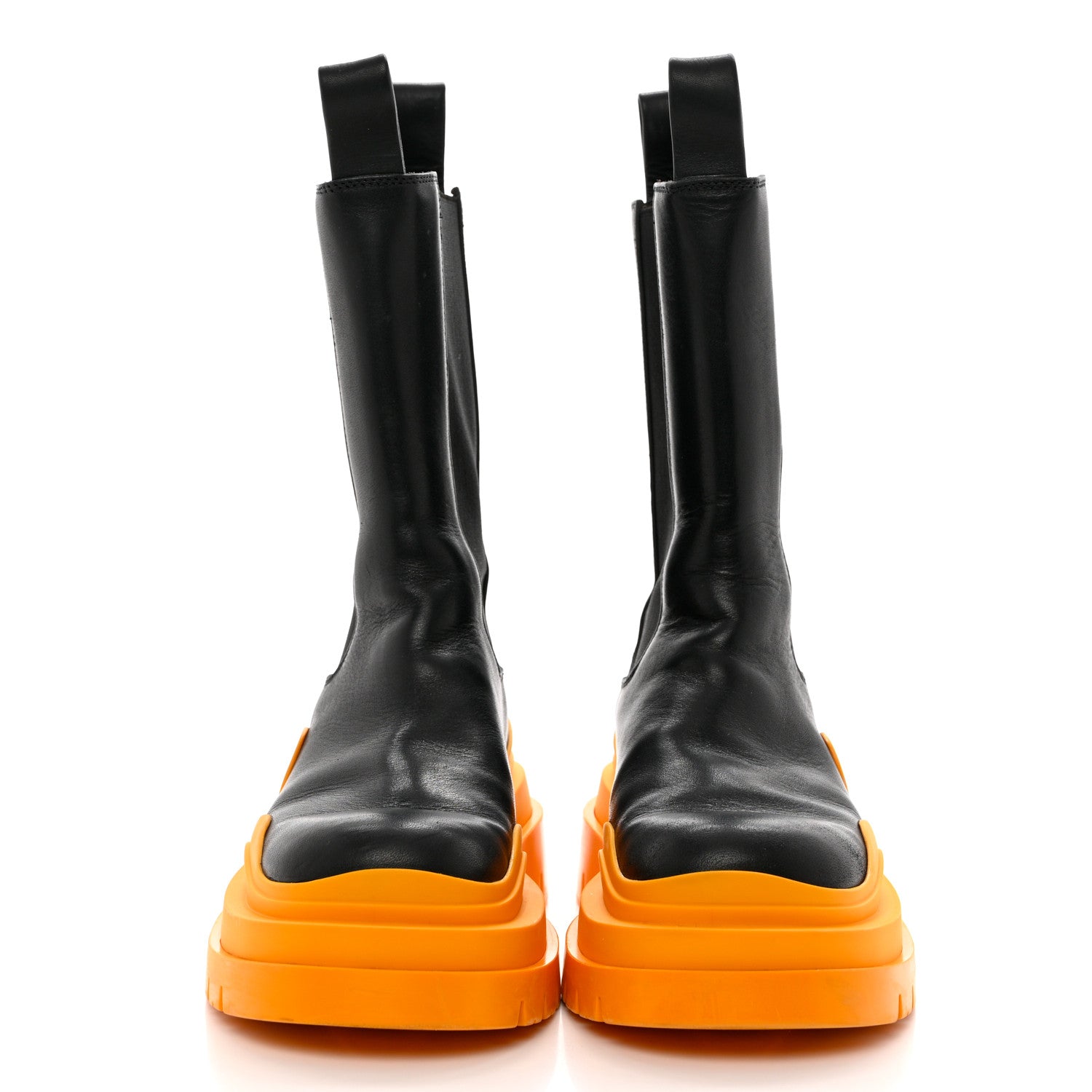 Bottega Veneta Calfskin The Tire Chelsea Boots 35.5 Black Tangerine 2 of 11