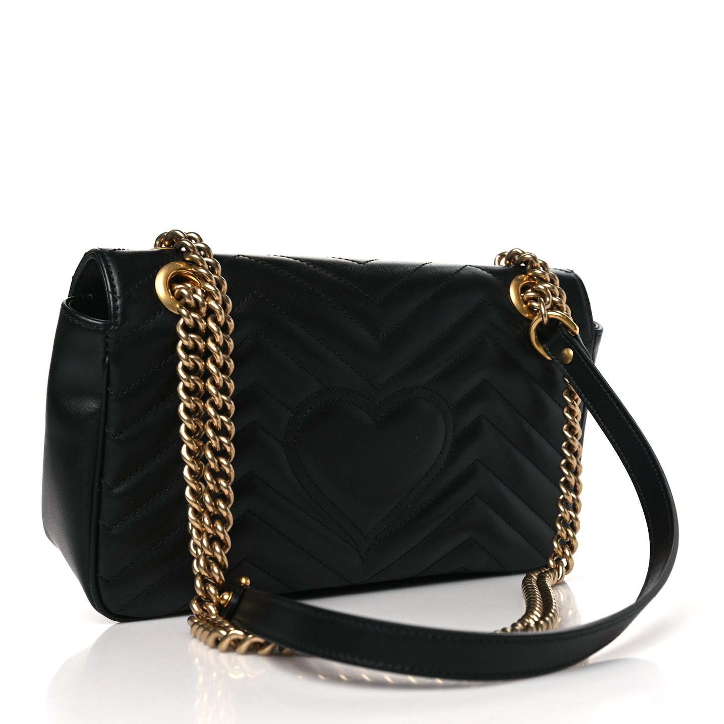 Calfskin Matelasse Small GG Marmont Shoulder Bag Black