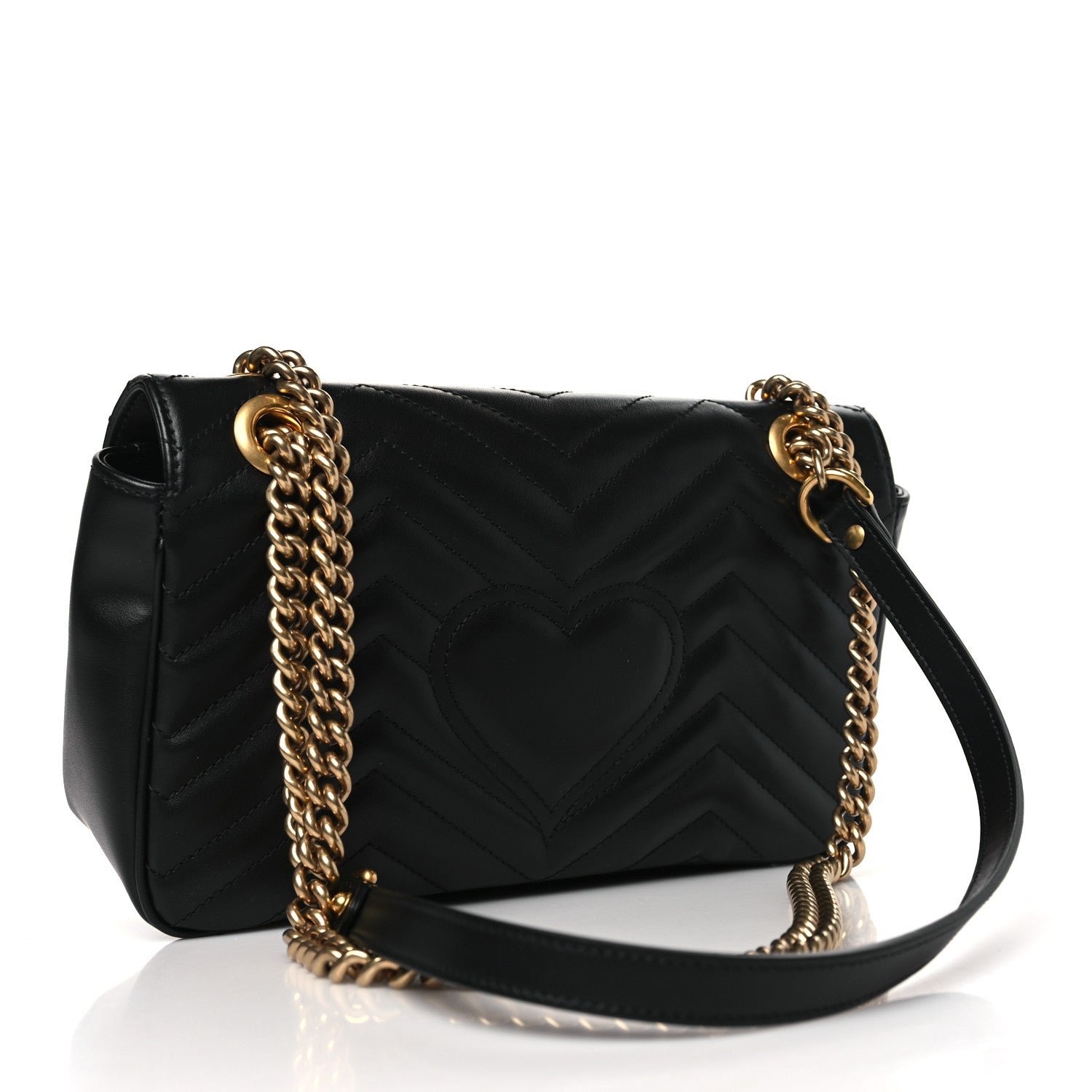 Gucci Calfskin Matelasse Small GG Marmont Shoulder Bag Black 3 of 13