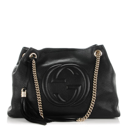 Gucci Pebbled Calfskin Medium Soho Chain Shoulder Bag Black 1 of 7