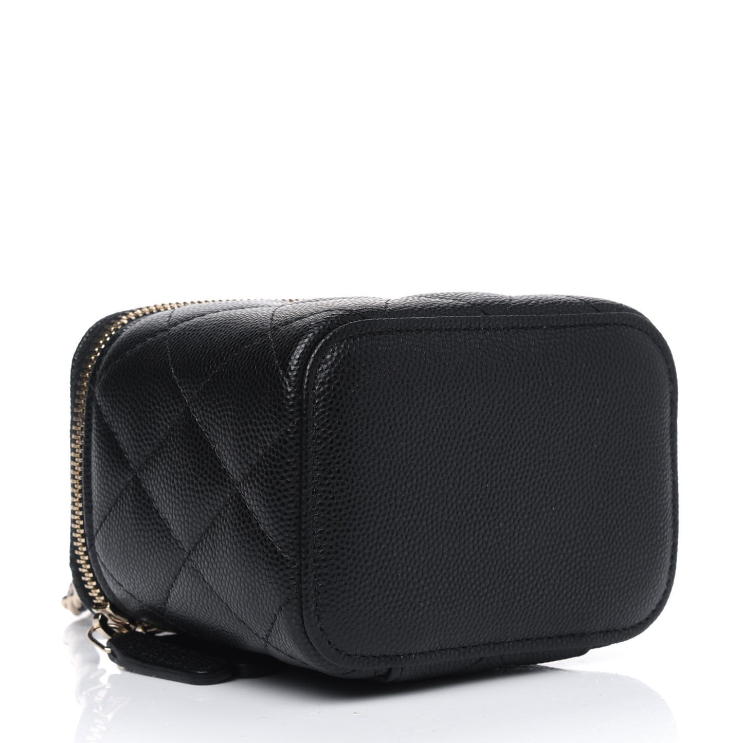 Caviar Quilted Mini Vanity Case With Chain Black
