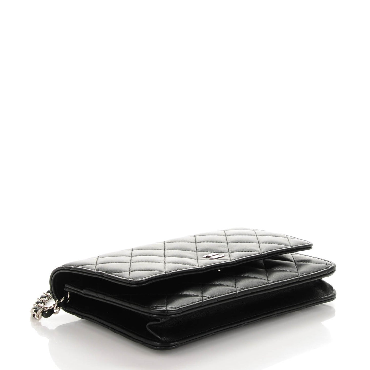 Lambskin Quilted Wallet On Chain WOC Black