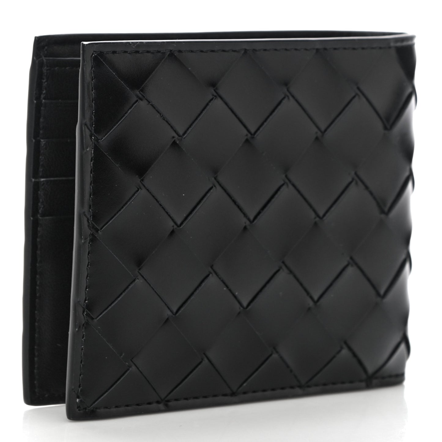 Nappa Maxi Intrecciato Bi-Fold Wallet Black