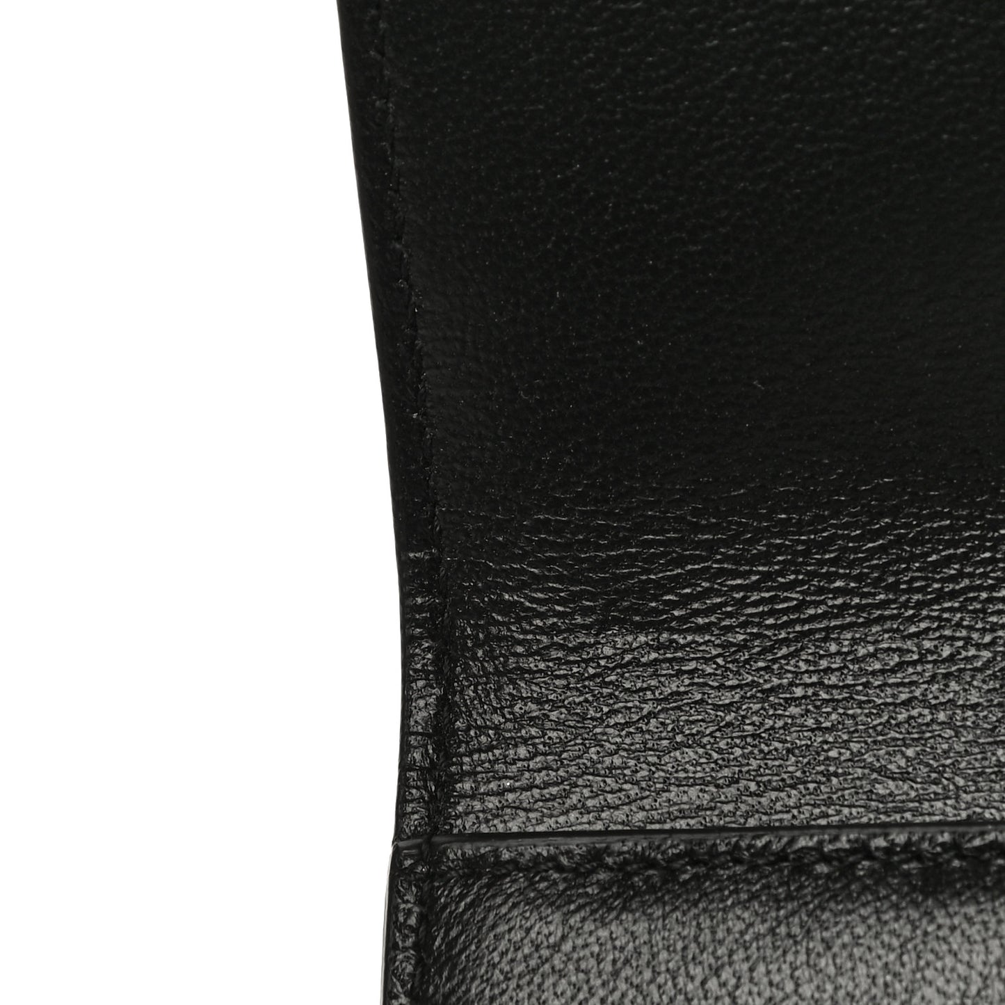 Grained Calfskin Logo Cash Chain Wallet Black White