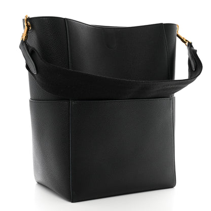 Celine Soft Grained Calfskin Sangle Bucket Bag Black 3 of 12