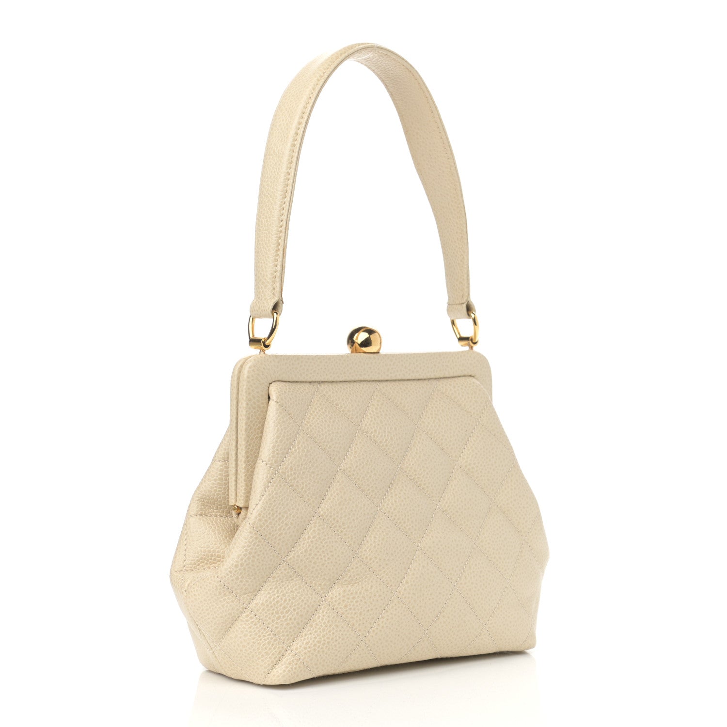 Chanel Caviar Quilted Frame Evening Bag Beige 3 of 14