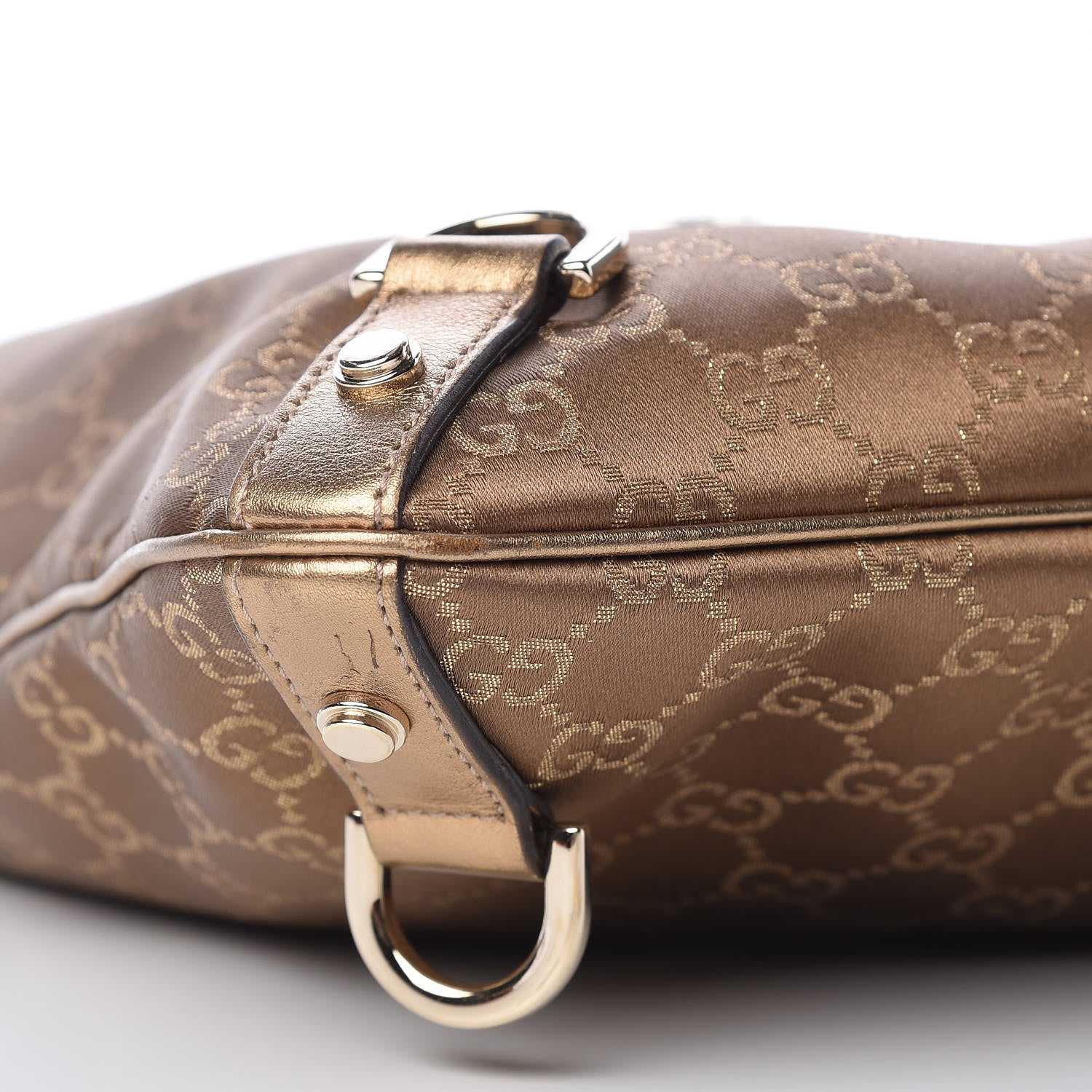 Gucci Satin Monogram Abbey Messenger Bag Metallic Bronze 9 of 10
