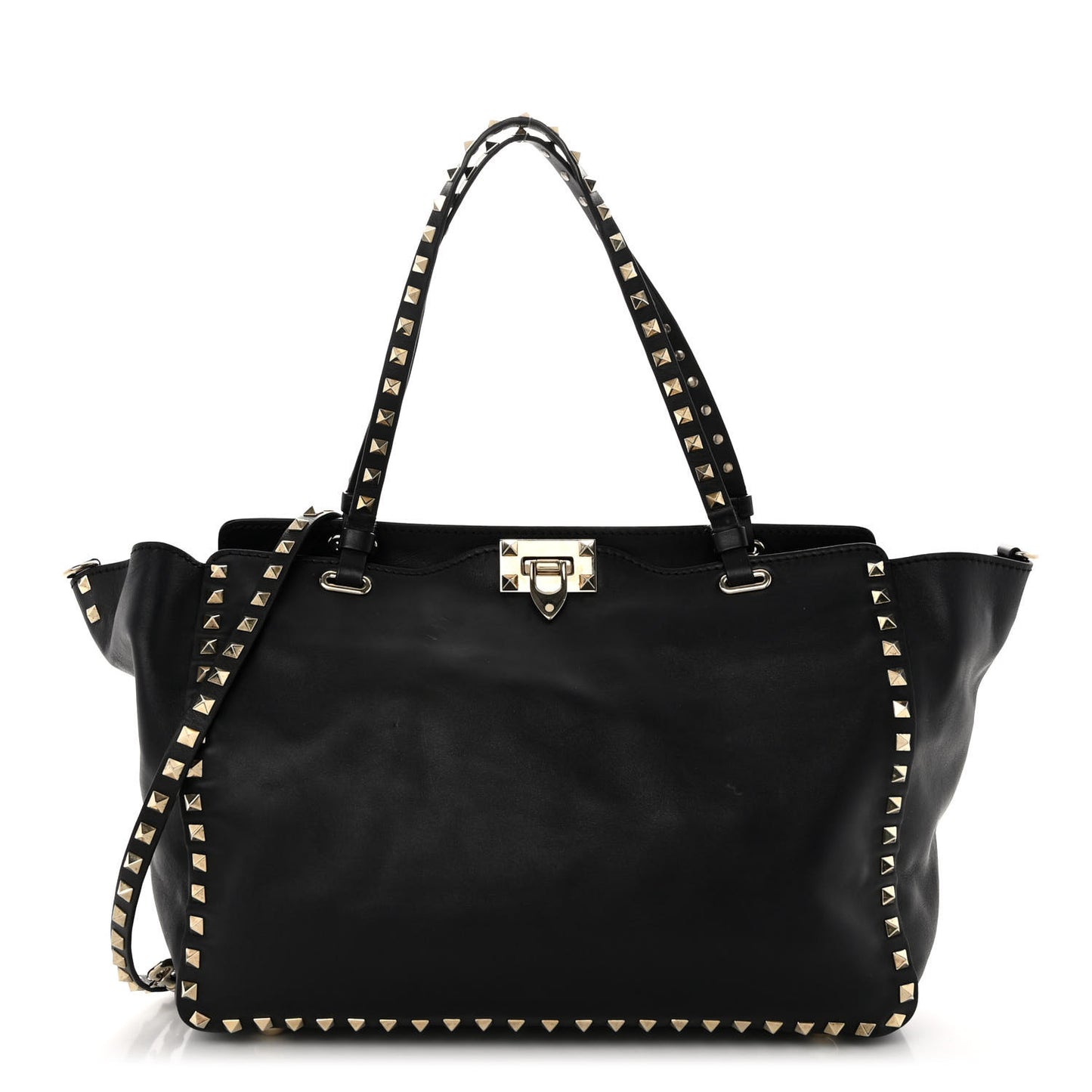 Vitello Medium Rockstud Tote Black