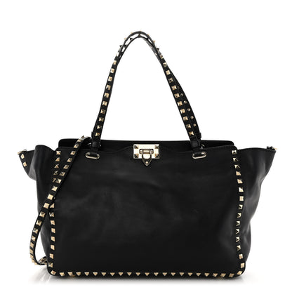 Valentino Garavani Vitello Medium Rockstud Tote Black 1 of 18