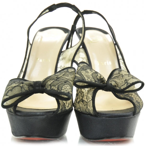 Christian Louboutin Satin Lace Exclu 140 Platform Slingbacks 39.5 2 of 7
