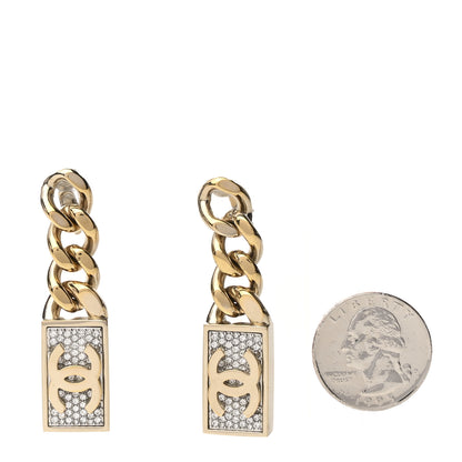 Chanel Crystal CC Chain Drop Earrings Gold 2 of 4