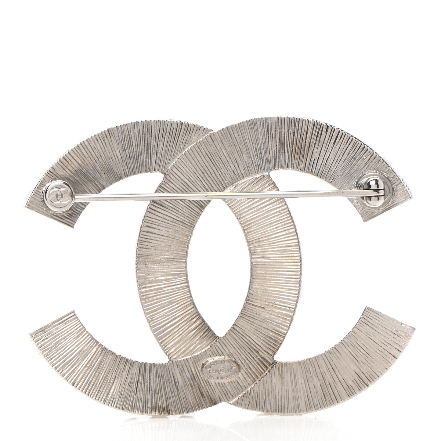 Baguette Crystal CC Brooch Silver