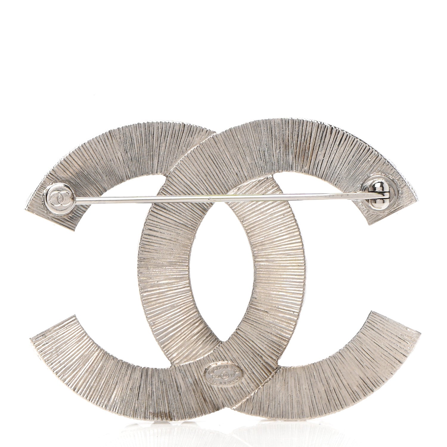 Chanel Baguette Crystal CC Brooch Silver 3 of 5