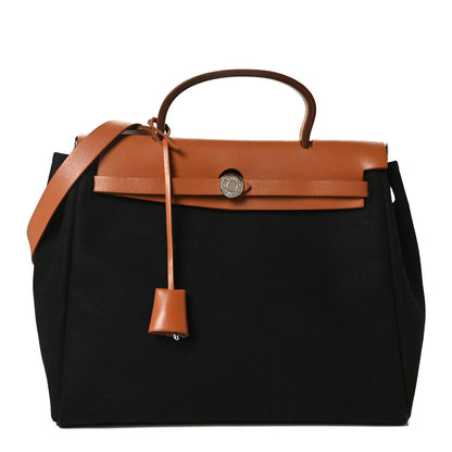 Hermes Barenia Toile Herbag 2 in 1 PM Black 1 of 11