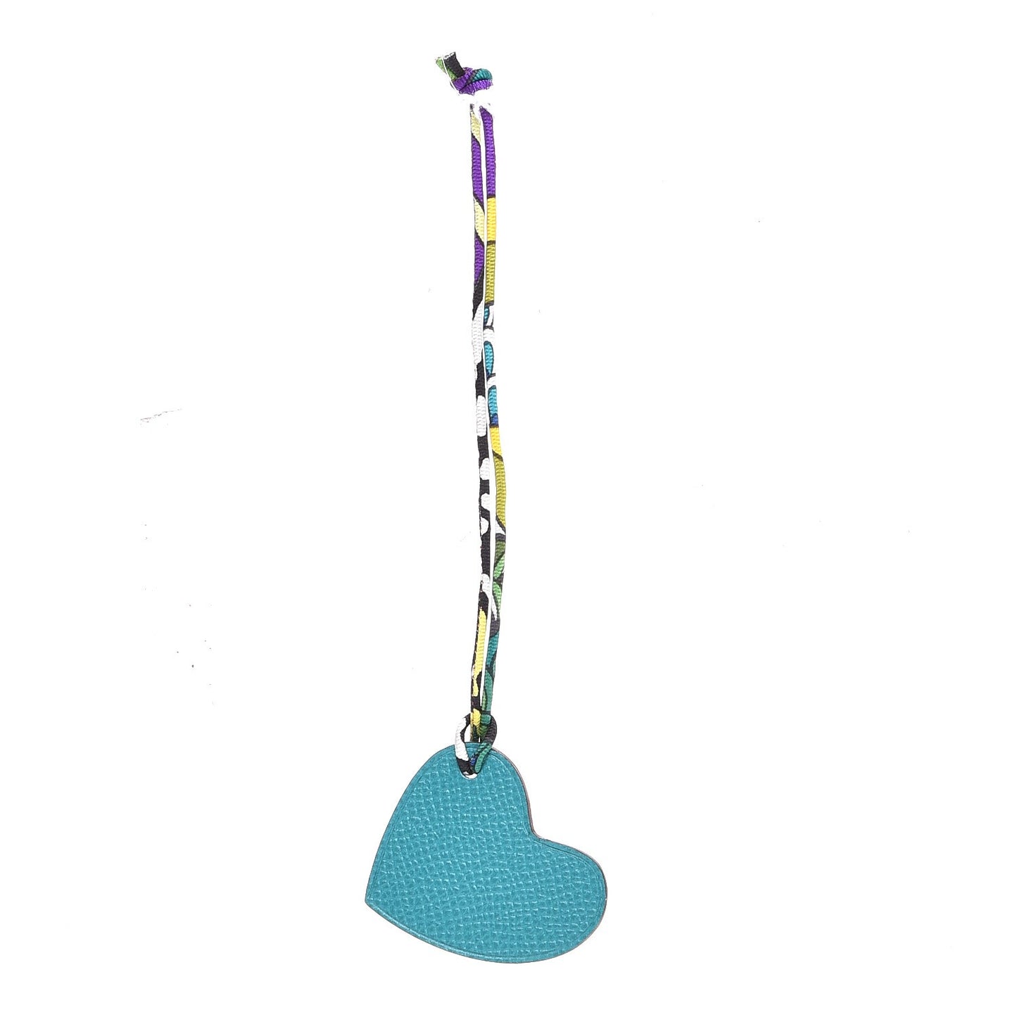 Togo Epsom Petit H Heart Bag Charm Capucine Bleu Paon