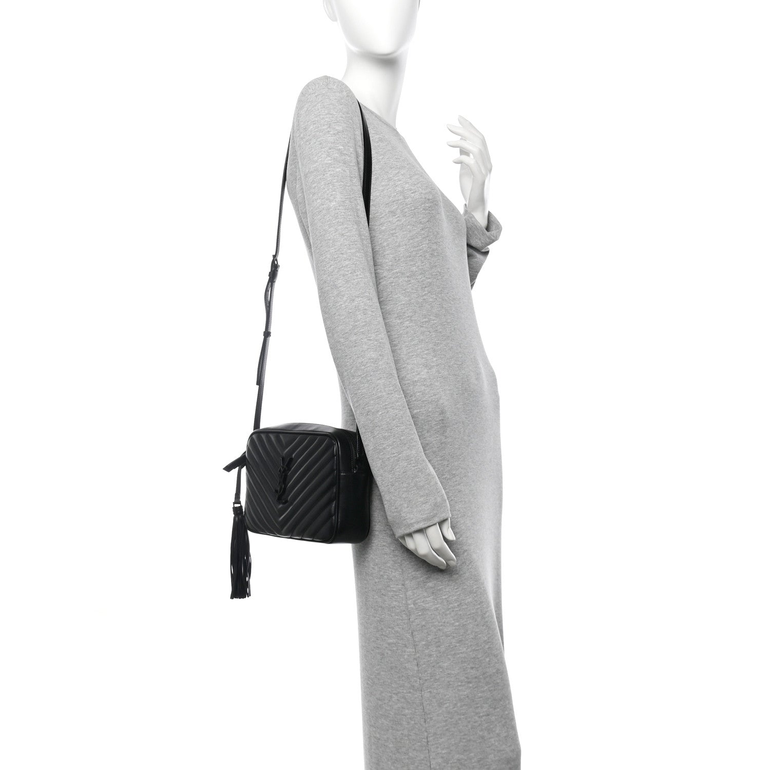 Saint Laurent Calfskin Matelasse Monogram Monochrome Lou Camera Bag Black 2 of 10