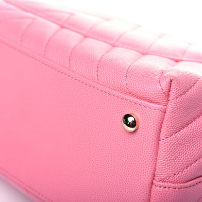 Chanel Caviar Chevron Quilted Small Coco Handle Flap Pink 14 of 15