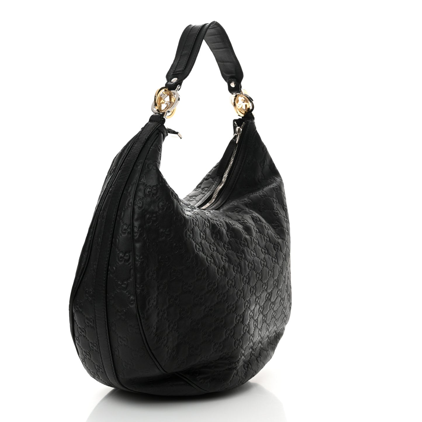 Guccissima Large GG Twins Hobo Black