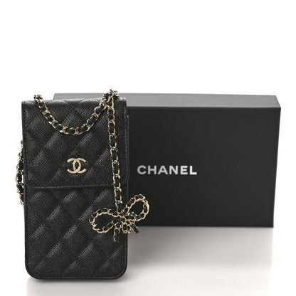 Chanel Caviar Quilted Bow Phone Holder Black 10 of 10
