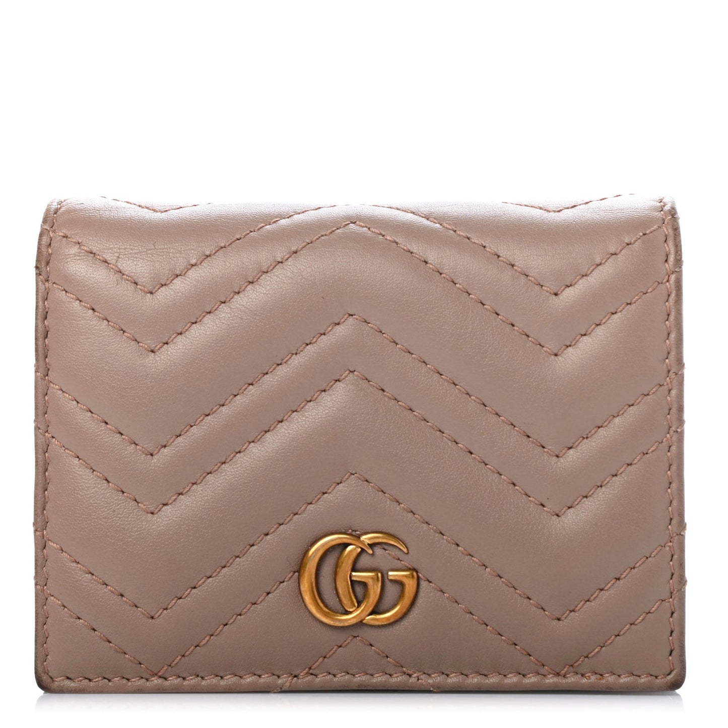 Calfskin Matelasse GG Marmont Card Case Wallet Porcelain Rose
