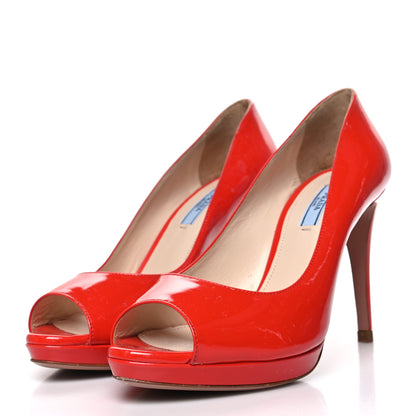 Prada Vernice Peep Toe 95mm Pumps 39 Lacca 3 of 10