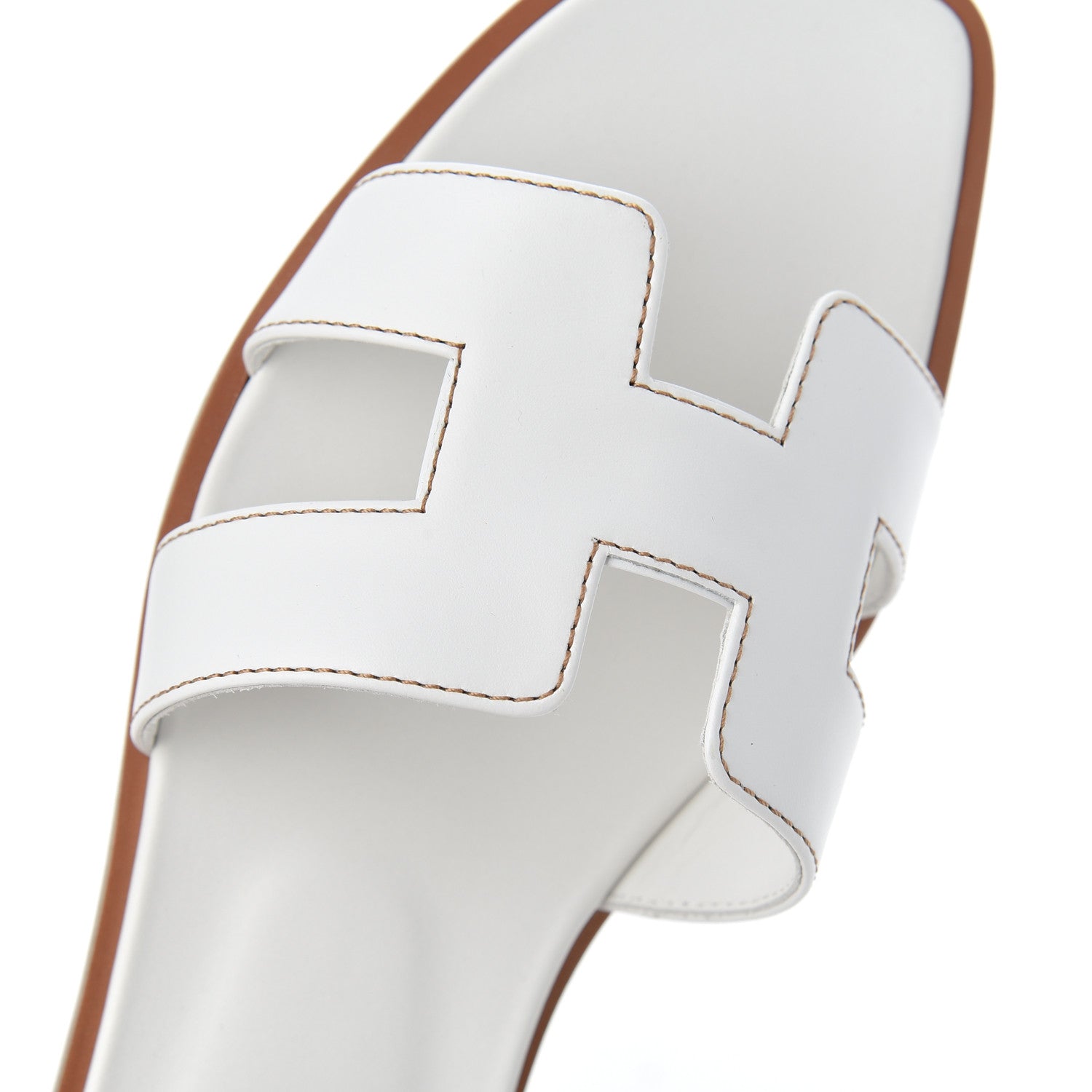 Hermes Box Calfskin Oran Sandals 36.5 White 10 of 16