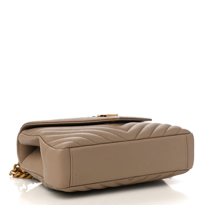 Saint Laurent Sheepskin Matelasse Chevron Monogram Medium College Bag Dark Beige 4 of 10