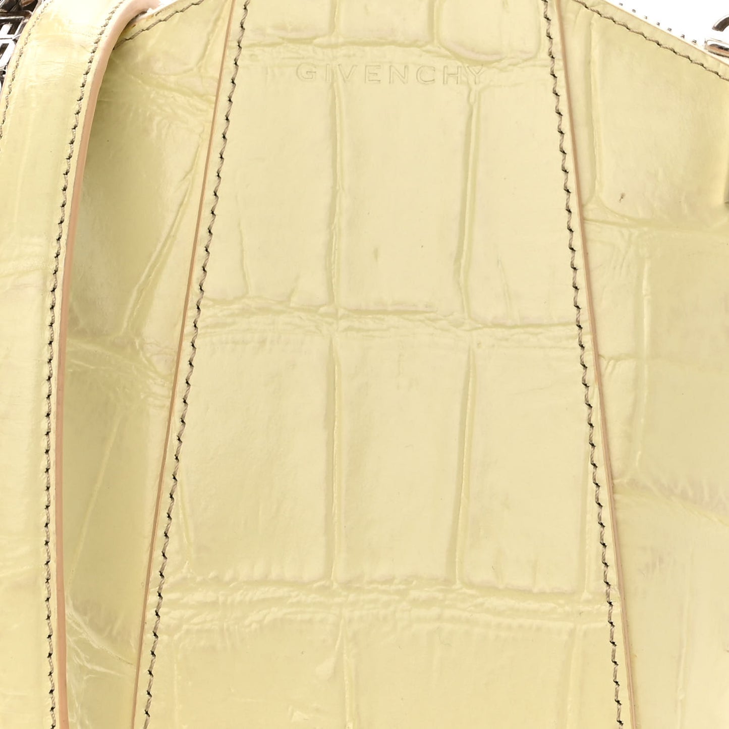 Calfskin Crocodile Embossed Mini Vertical Antigona Natural