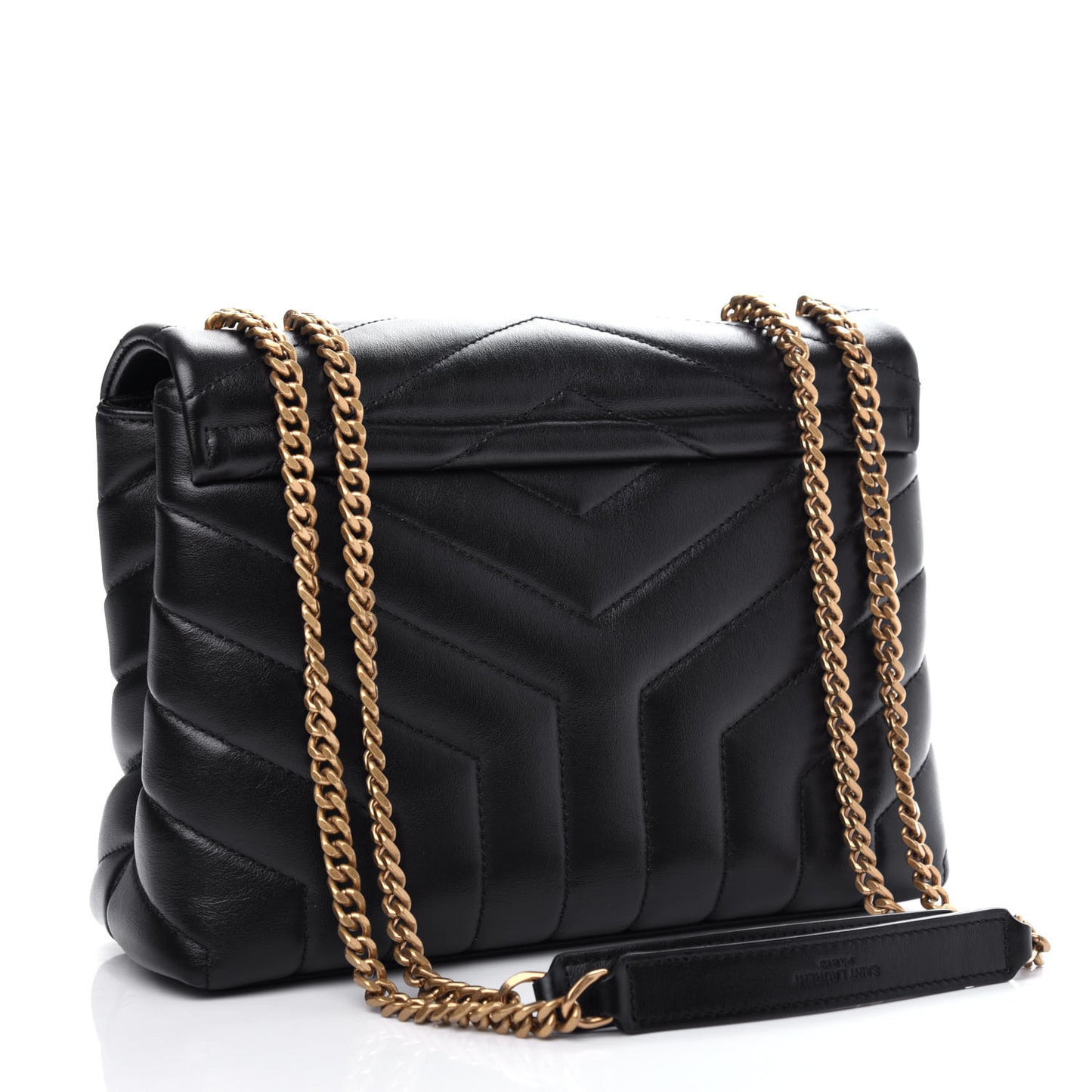 Calfskin Y Quilted Monogram Small Loulou Chain Satchel Black