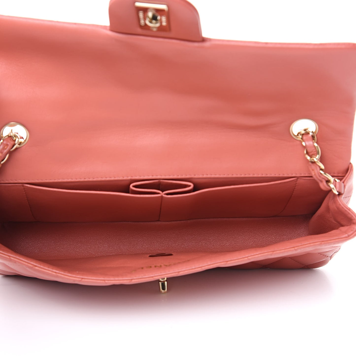 Lambskin Quilted East West Flap Coral