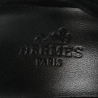 Hermes Metallic Suede Goatskin Luz 105 Sandals 38 Black Gris Argente 9 of 11