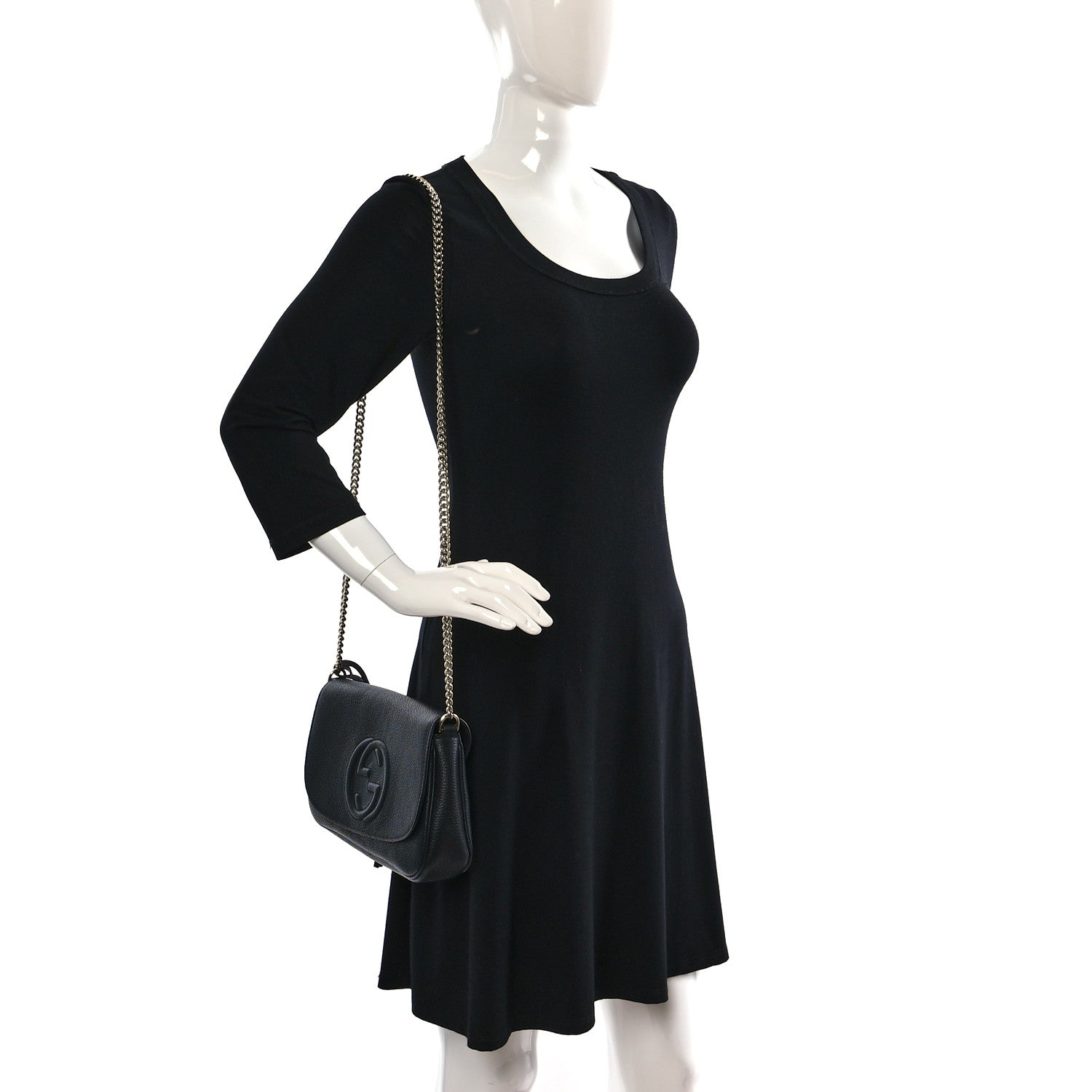 Gucci Pebbled Calfskin Medium Soho Flap Crossbody Black 2 of 9