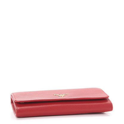 Prada Vitello Daino Continental Flap Wallet Fuoco 4 of 9