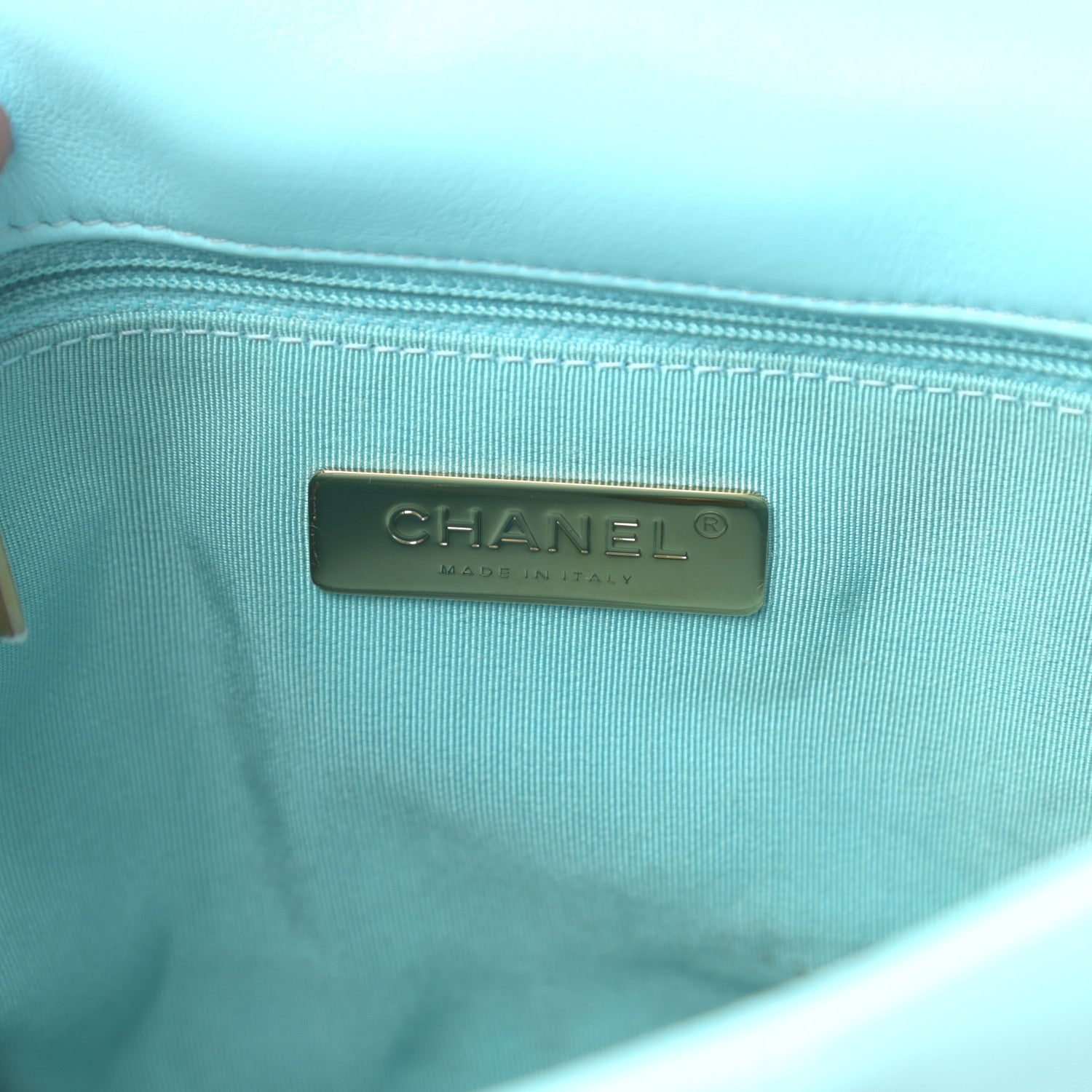 Chanel Shiny Lambskin Quilted Medium Chanel 19 Flap Neon Blue 6 of 10