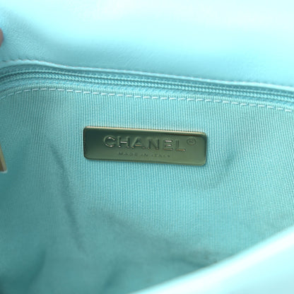 Chanel Shiny Lambskin Quilted Medium Chanel 19 Flap Neon Blue 6 of 10