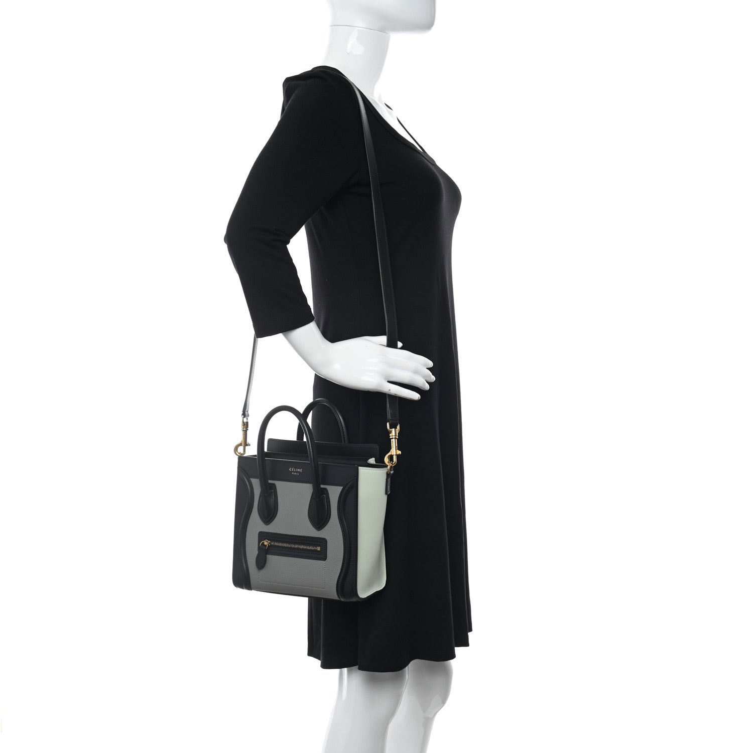 Celine Calfskin Nano Tri-Color Luggage Zinc Almond 2 of 11