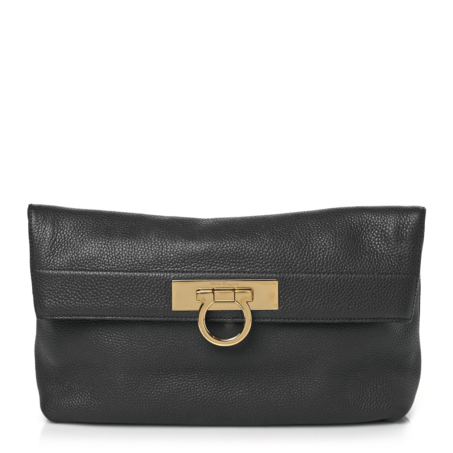 Salvatore Ferragamo Calfskin May Clutch Grey 1 of 8