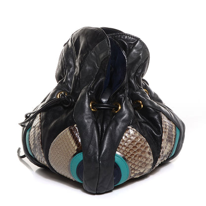 Miu Miu Python Nappa Liberty Drawstring Pochette Grigio 3 of 9