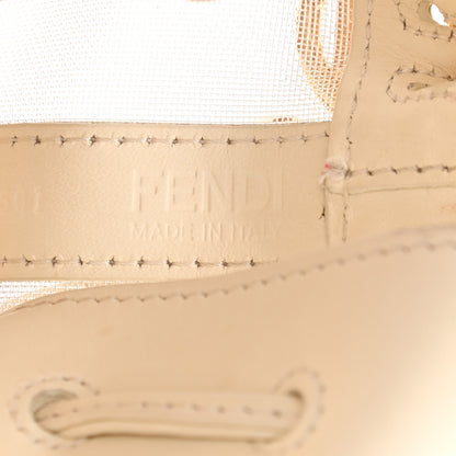Fendi Mesh Vitello King F is Fendi Logo Embroidered Mini Mon Tresor Bucket Bag Sabbia White Ice 6 of 12