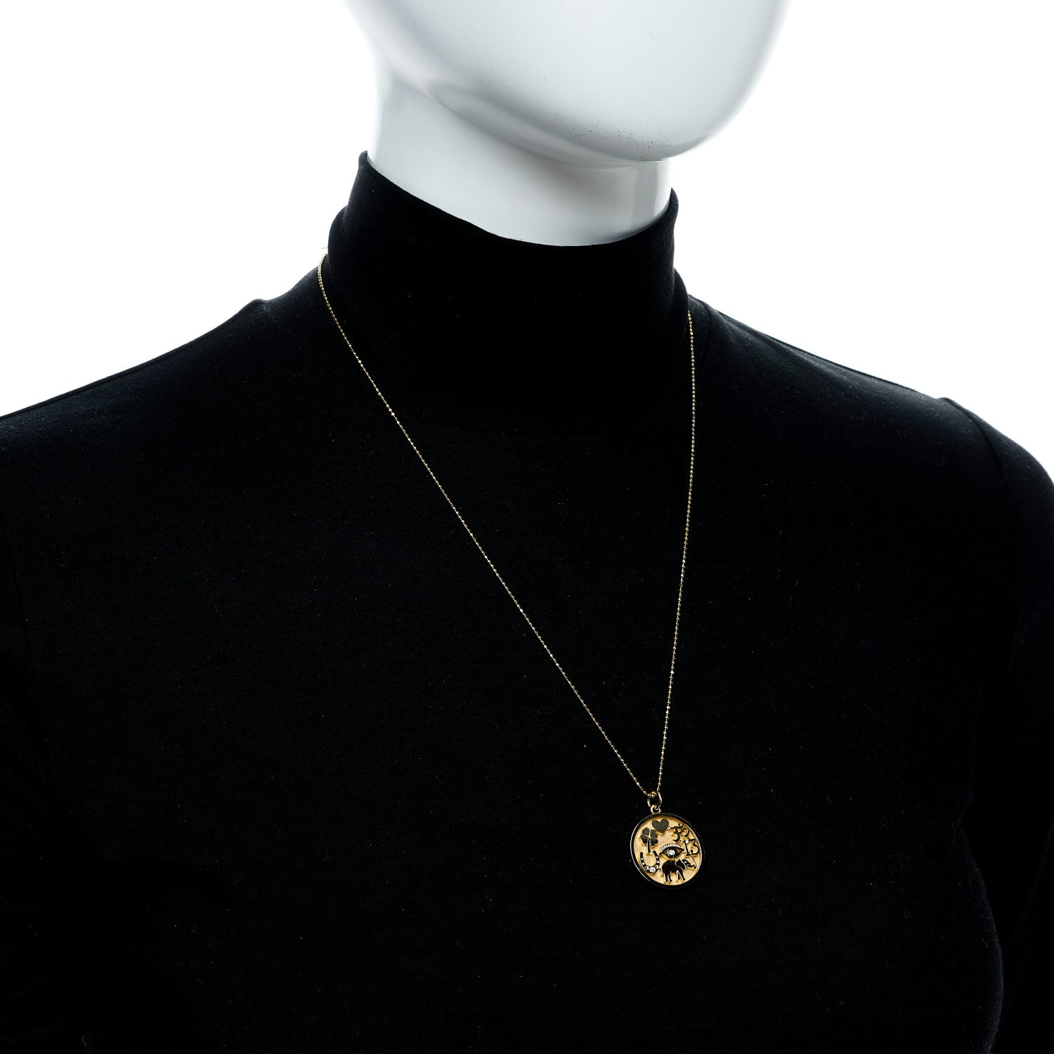 Jennifer Meyer 18K Yellow Gold Diamond Good Luck Pendant Necklace 2 of 6