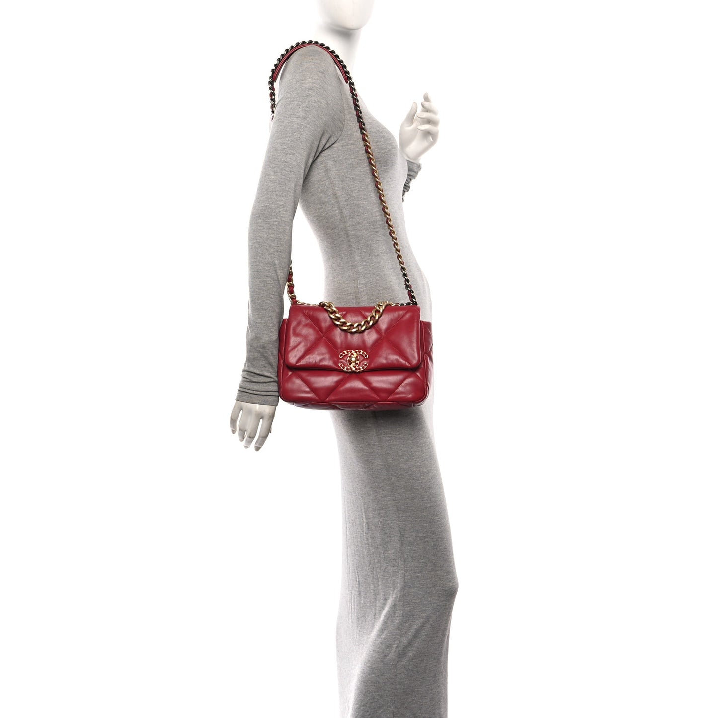 Lambskin Quilted Medium Chanel 19 Flap Red
