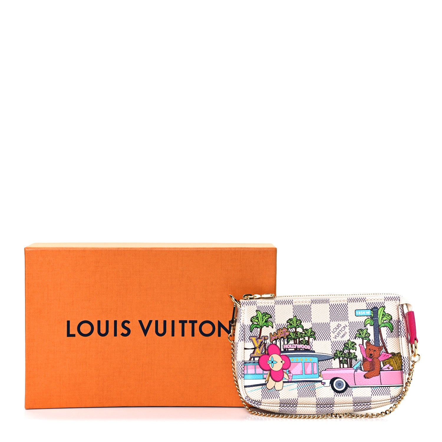 Louis Vuitton Damier Azur 2021 Christmas Animation Hollywood Mini Pochette Accessories Fuchsia 11 of 11