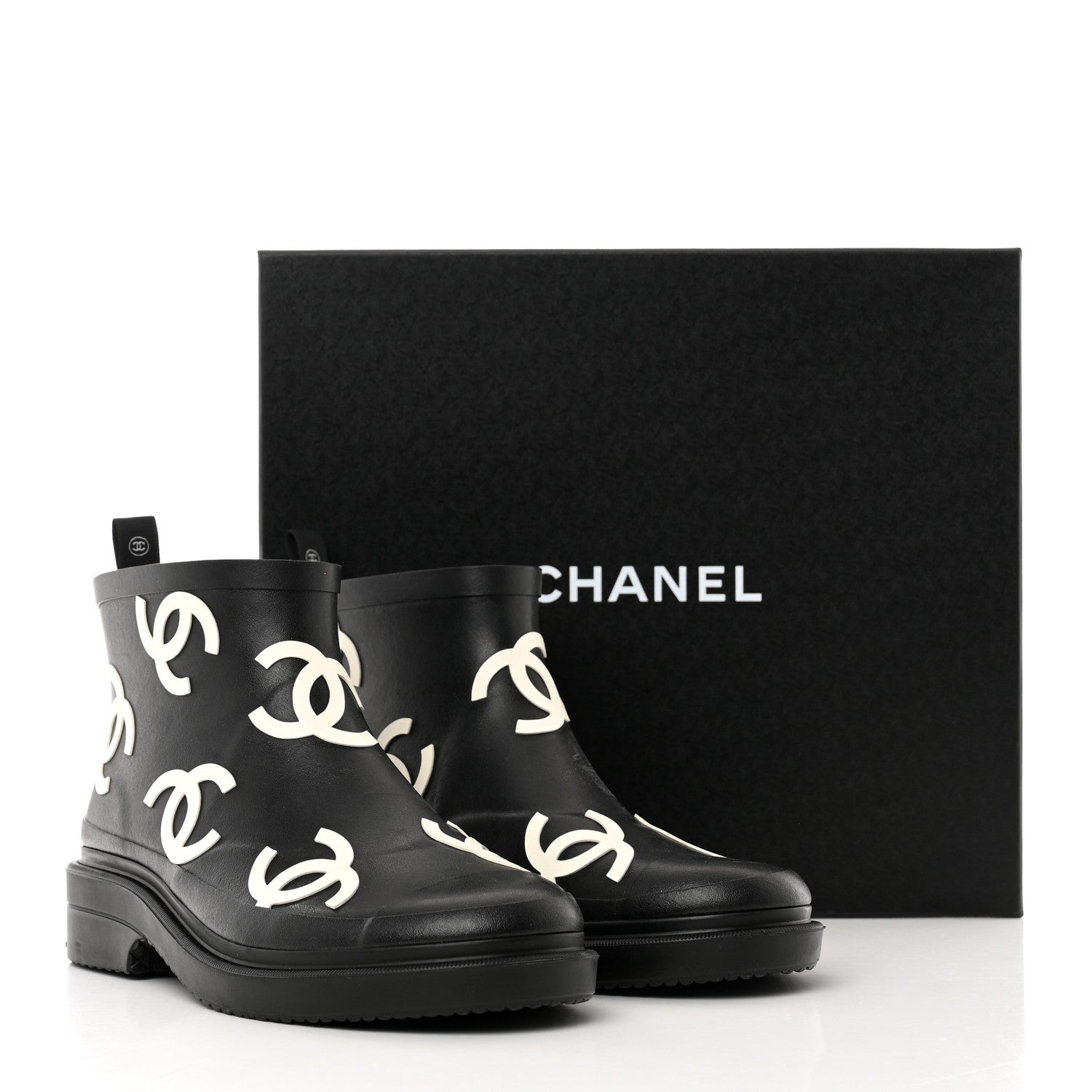 Chanel Rubber CC Print Boots 39 Black 9 of 9