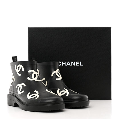 Chanel Rubber CC Print Boots 39 Black 9 of 9